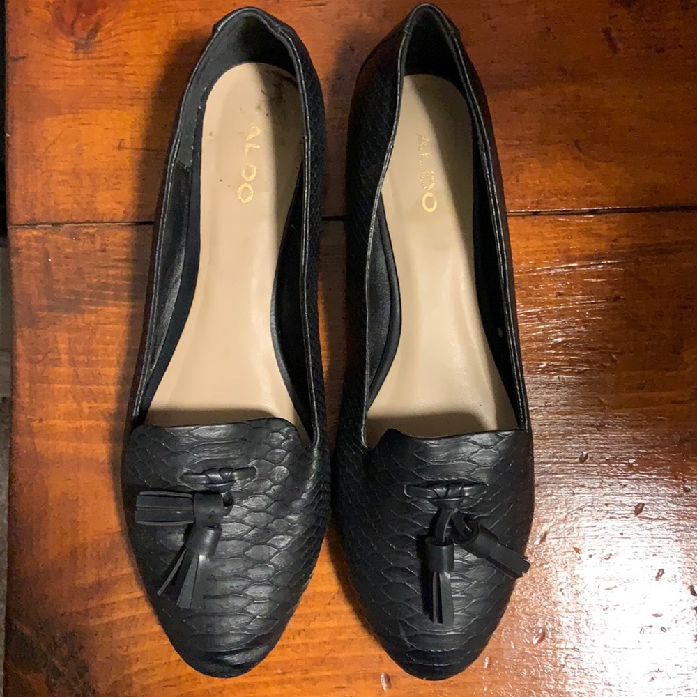ALDO black reptile flats